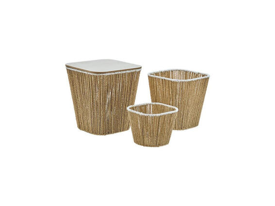 Aria Trade Σετ Τραπεζάκι Σαλονιού με 2 Καλάθια 37x37x40cm Μπεζ