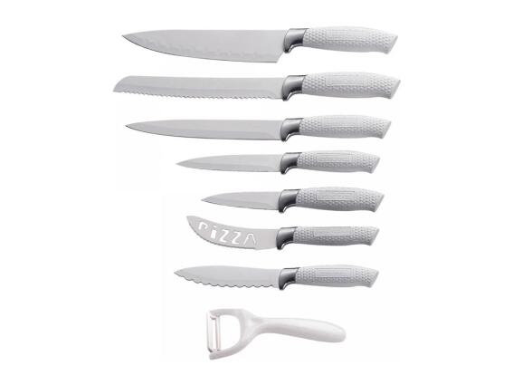 Royalty Line Σετ Μαχαίρια 8 τεμ και peeler με αντικολλητική επίστρωση σε λευκό χρώμα, RL-WHT7-W