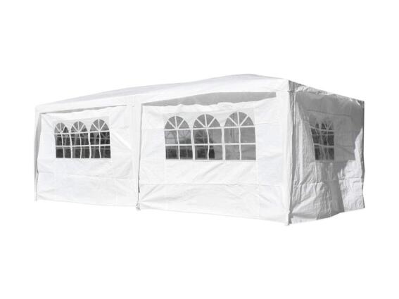 Gazebo Αδιάβροχο Κιόσκι Τέντα Κήπου Pavilion 3x6m με 6 Πλαϊνες Πλευρές σε Λευκό Χρώμα