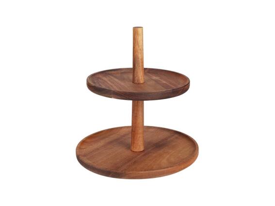 Excellent Houseware Διώροφη Πιατέλα Σερβιρίσματος Ορντεβιέρα από Ξύλο Ακακίας Ύψους 23 cm