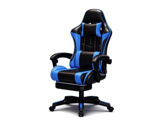 Καρέκλα Γραφείου Gaming με Υποπόδιο σε Μαύρο Μπλε χρώμα, Gaming Chair