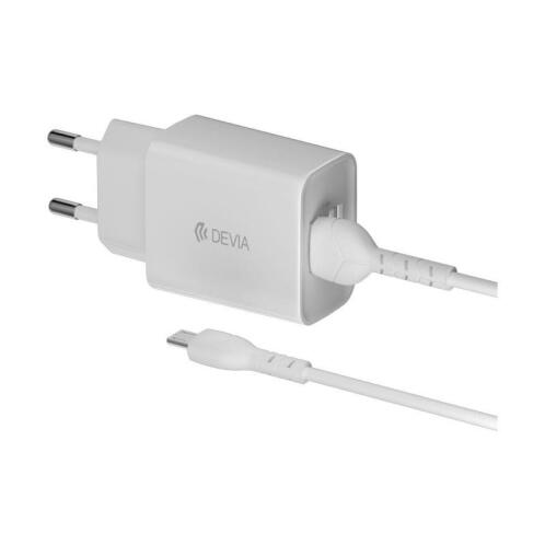 Φορτ Ταξιδίου Devia RLC-52612W-Διπλή Έξοδο USB Α&Καλώδιο Micro USB EC205 1m SmartSeries Λευκό