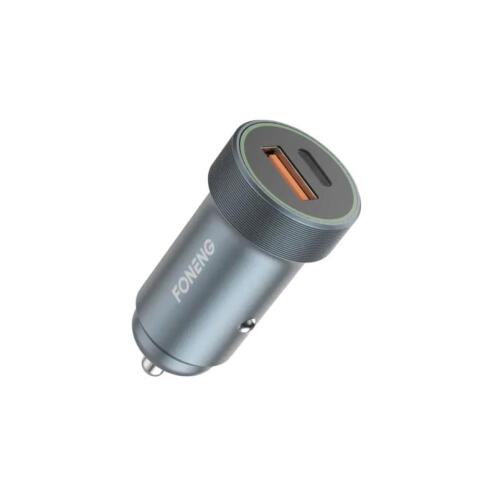 Φορτιστής Αυτοκινήτου Ταχείας Φόρτισης Foneng C16 με Διπλή Έξοδο USB A & USB C 30W Γκρι