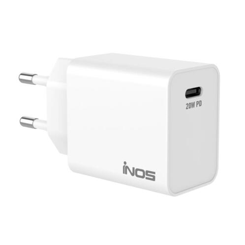 Φορτιστής Ταξιδίου Ταχείας Φόρτισης inos με Έξοδο USB C PD 20W Λευκό