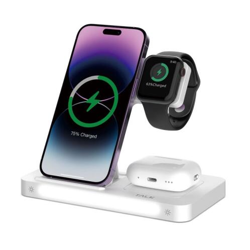 Ασύρματος Φορτιστής - Βάση με Βραχίονα 3in1 Devia EA405 15W για Apple Airpods, iPhone & iWatch Smart Λευκό