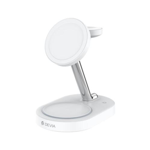 Ασύρματος Φορτιστής - Βάση με Βραχίονα 3in1 Devia Y302 15W για Apple Airpods, iPhone & iWatch Extreme Speed Λευκό