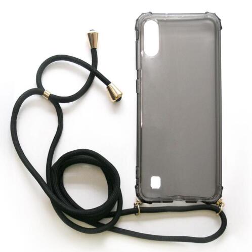 TPU Crossbody inos Samsung A105F Galaxy A10 Shock Proof Smoke with Black Strap