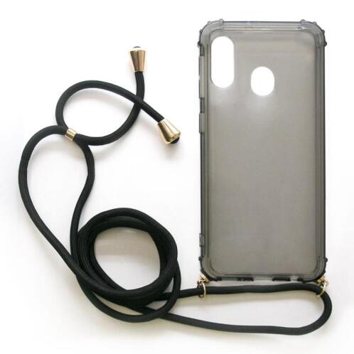 TPU Crossbody inos Samsung A202F Galaxy A20e Shock Proof Smoke with Black Strap