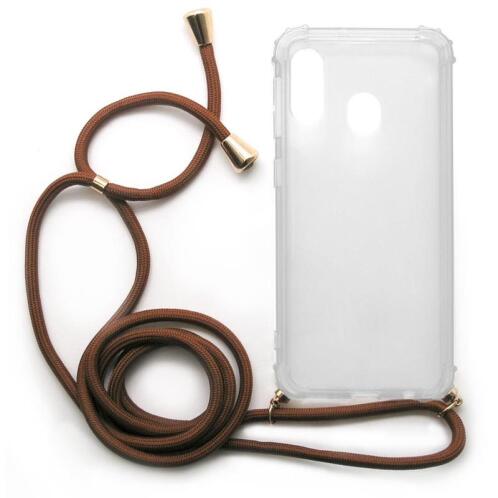 TPU Crossbody inos Samsung A202F Galaxy A20e Shock Proof Clear with Brown Strap