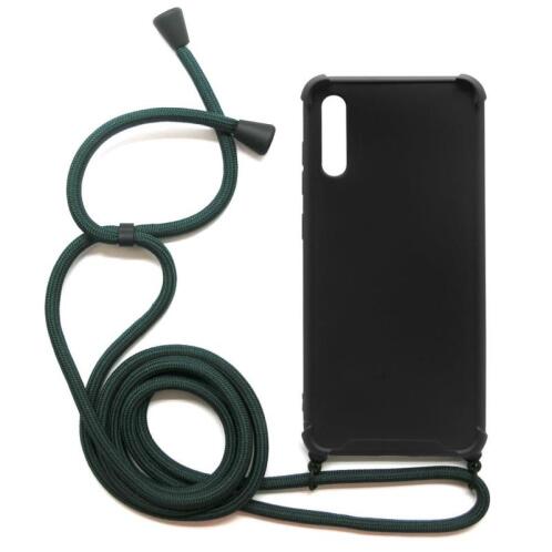 TPU Crossbody inos Samsung A705F Galaxy A70 Shock Proof Black with Dark Green Strap