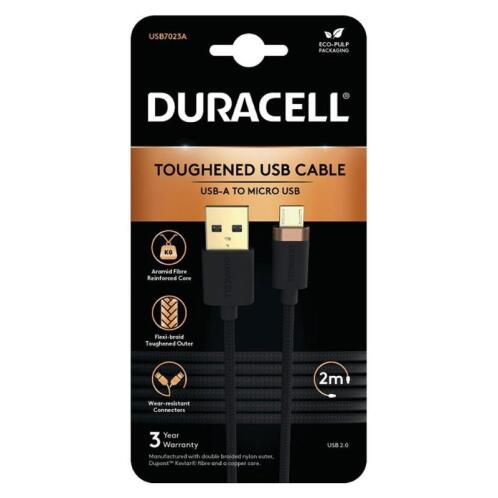 Καλώδιο Σύνδεσης USB 2.0 Duracell Braided Kevlar USB A σε Micro USB 2m Μαύρο