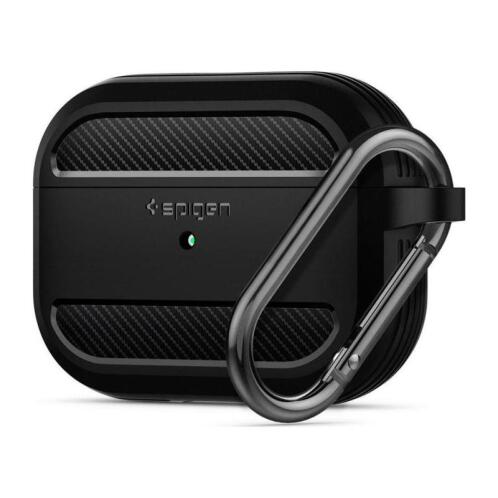 Θήκη Σιλικόνης Spigen Rugged Armor Apple AirPods Pro με Γάντζο Μαύρο