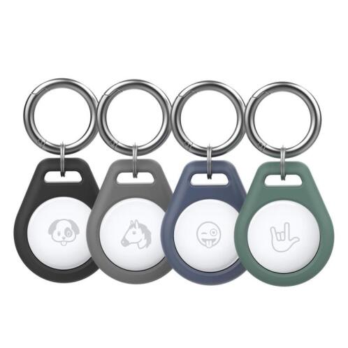 Silicone Loop-Μπρελόκ AhaStyle PT155 Apple AirTag 1 τεμ Μαύρο&1τεμ Γκρι&1 τεμ Μπλε & 1 τεμ Πράσινο