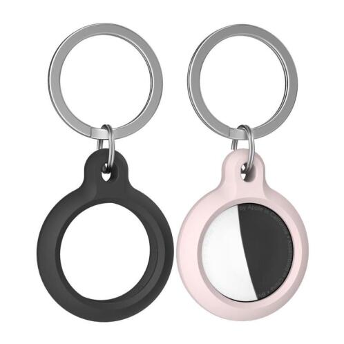 Silicone Loop - Μπρελόκ AhaStyle PT156 για Apple AirTag 1 τεμ Μαύρο & 1 τεμ Ροζ
