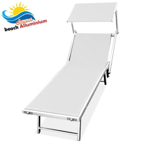 BAKAJI  Πτυσσόμενη Ξαπλώστρα Αλουμινίου LIDO Παραλία Κήπος Λευκό 190x60x40  01819184