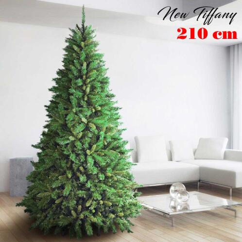 BAKAJI  Χριστουγεννιάτικο Δέντρο 210cm New Tiffany Πολύ Πυκνό 1078 Κλαδιά Πράσινο Πεύκο Βάση σε Σχήμα Σταυρού  01827430