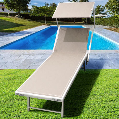 BAKAJI  Ξαπλώστρα Παραλίας Αλουμινίου με Σκίαστρο LIDO Χρώμα Τορτόρα Θάλασσα  02011826