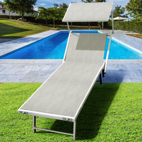 BAKAJI  Ξαπλώστρα Παραλίας Αλουμινίου με Σκίαστρο LIDO Γκρι Θάλασσα  02011827