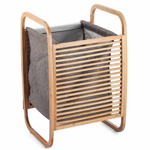 BAKAJI  Καλάθι Απλύτων από Μπαμπού με Υφασμάτινη Τσάντα 40 x 35 x 71 cm 02814319