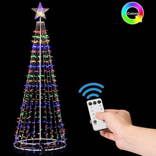BAKAJI  Φωτεινό Χριστουγεννιάτικο Δέντρο LED RGB Πολύχρωμο 220 cm 592 με 8 Φωτεινά Εφέ Εξωτερικού Χώρου  02814883