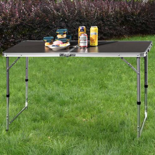 BAKAJI  Πτυσσόμενο τραπέζι κάμπινγκ πικνίκ με ρυθμιζόμενο ύψος, γκρι, με λαβή μεταφοράς.  02815246