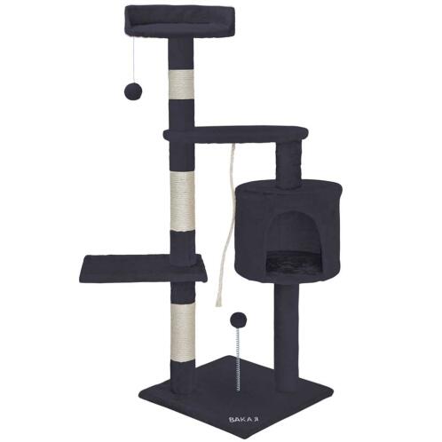 BAKAJI  Δέντρο Αναρρίχησης για Γάτες Παιδική Χαρά Κρεβάτι Ξύσιμο γάτας Υ 112εκ Γκρι  02817000