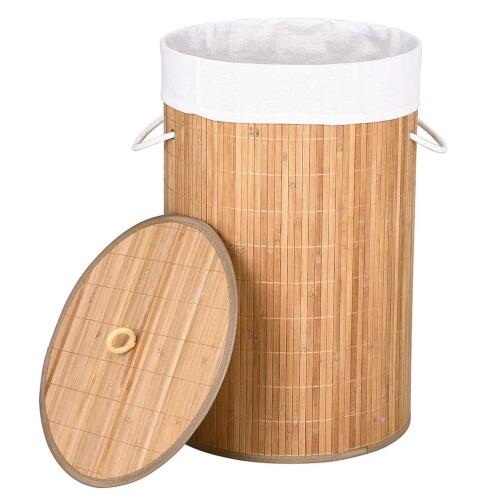 BAKAJI  Πτυσσόμενο Καλάθι Απλύτων από Μπαμπού και Ύφασμα με Χειρολαβές  02822549