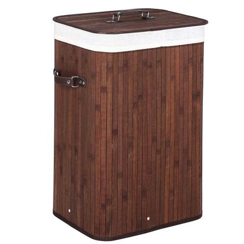 BAKAJI  Πτυσσόμενο Καλάθι Απλύτων από Μπαμπού με Καφέ Ύφασμα  02822552