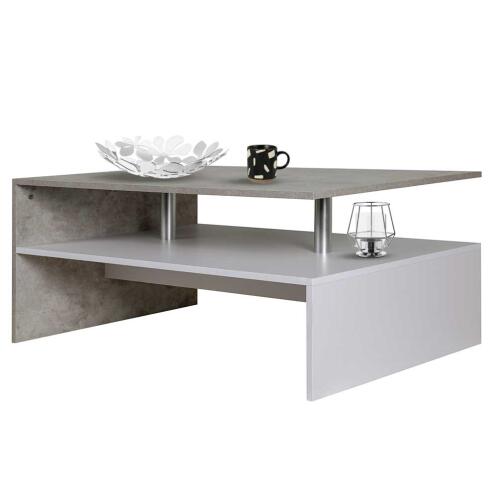 BAKAJI  Ορθογώνιο Τραπέζι Καθιστικού Μοντέρνου Σχεδιασμού Ξύλο MDF 2 Ράφια Λευκό  02838552