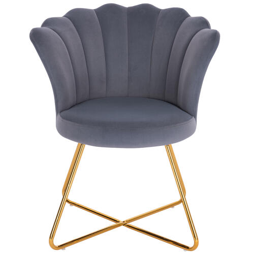 Bakaji 02839291 Πολυθρόνα με Πλάτη και Κάθισμα από Βελούδο Γκρι