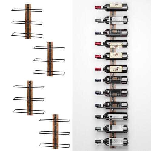 Shally Dogan Σετ 4 Επιτοίχια Ράφια για Μπουκάλια Κρασιού για Μπαρ και Κελάρι  02839792