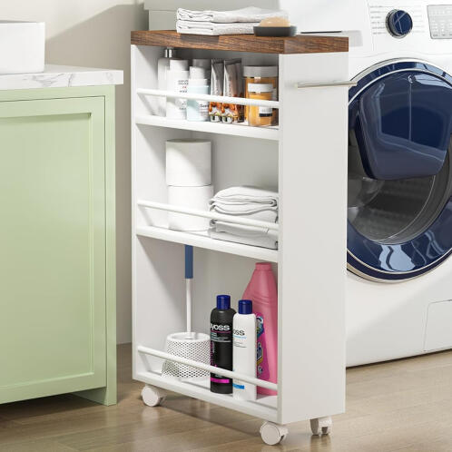 Shally Dogan Λευκή Ραφιέρα Λεπτή Εξοικονόμησης Χώρου Κουζίνας με 4 Ρόδες  02840235