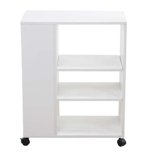 Bakaji 02840265 Βιβλιοθήκη με 3 Ράφια και Ρόδες 75x35x60εκ. Ξύλο Λευκό