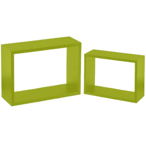 BAKAJI  Σετ 2 Ράφια Τοίχου Μονάδες Τοίχου Κρεμαστά Ορθογώνια Ξύλινα Πράσινα 40 εκ.  02840351