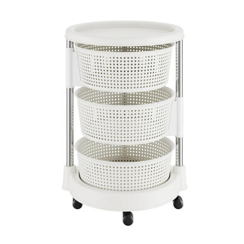 Bakaji Μεταλλικό Τρόλεϊ Κουζίνας με 3 Ανοιγόμενα Ράφια 37 x 37 x 54 cm Bakaji 02840582