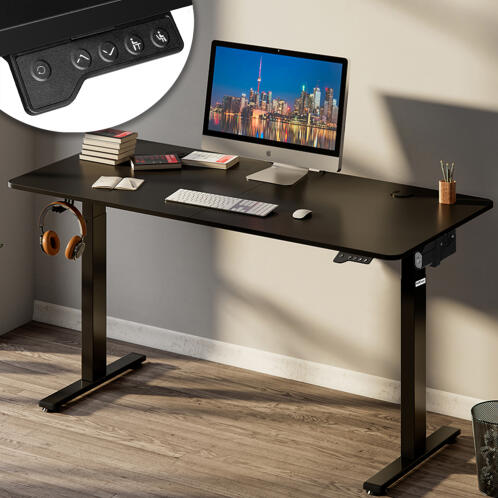 Shally Dogan Ηλεκτρικό Ρυθμιζόμενο Γραφείο Ύψους 140x60x72-117cm Μαύρο με Κονσόλα Ελέγχου 02840731