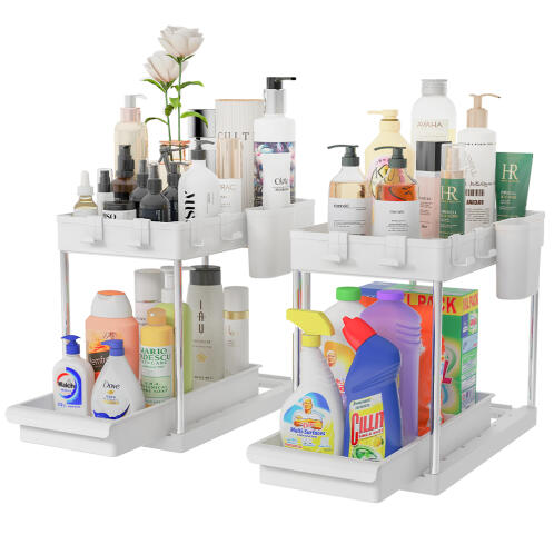 BAKAJI  Σετ 2 Οργανωτές Υπονιπτήριου Λευκό Μπάνιο Κουζίνα Συρόμενο Συρτάρι Εξοικονόμησης Χώρου 02840739