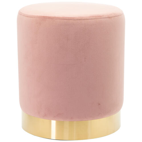 Shally Dogan Πουφ υποπόδιο από ροζ βελούδο με ξύλινη δομή 31x31x38 εκ. Χρυσή μεταλλική βάση.  02841269