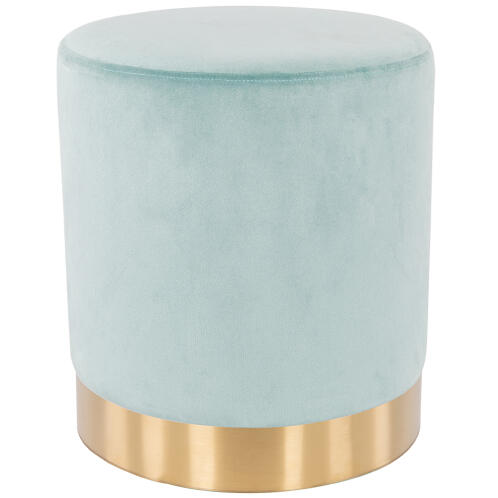 Shally Dogan Πουφ υποπόδιο από βελούδο σε ακουαμαρίνα, ξύλινη κατασκευή 31x31x38cm, χρυσή μεταλλική βάση.  02841270