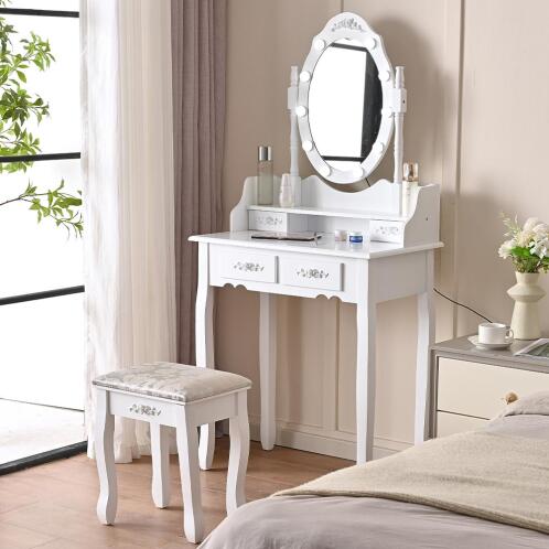 Shally Dogan  Τουαλέτα Trucco Elena με Καθρέφτη και Σκαμπό Φώτα Led Ψυχρό Θερμό Καθρέφτης  02841327