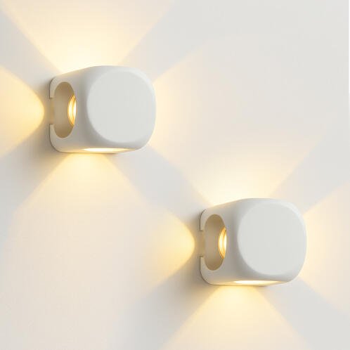 BAKAJI Σετ 2 Απλίκες Τοίχου 4 Led Λευκός Φωτισμός Θερμό Λευκό 6x6x5cm 02842433