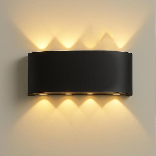 BAKAJI Απλίκα Τοίχου 8 LED Μαύρη με Θερμό Λευκό Φως 22x8x4cm 02842459