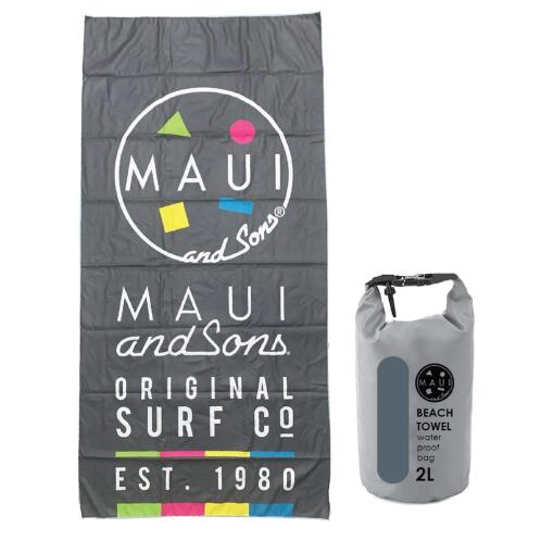 MAUI&SONS Πετσέτα θαλάσσης microfiber με σχέδιο γκρι original surf