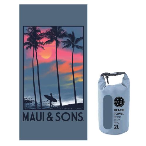 MAUI&SONS Πετσέτα θαλάσσης microfiber με σχέδιο γκρι palm trees