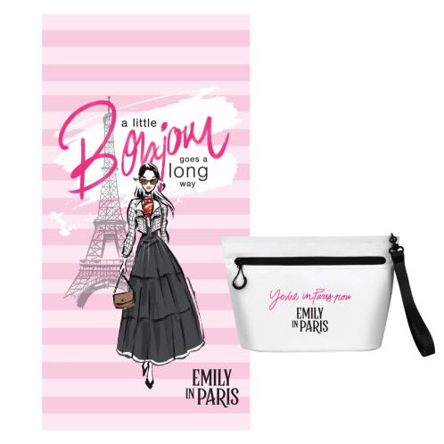 EMILY IN PARIS Πετσέτα θαλάσσης microfiber 70x150cm με νεσεσέρ
