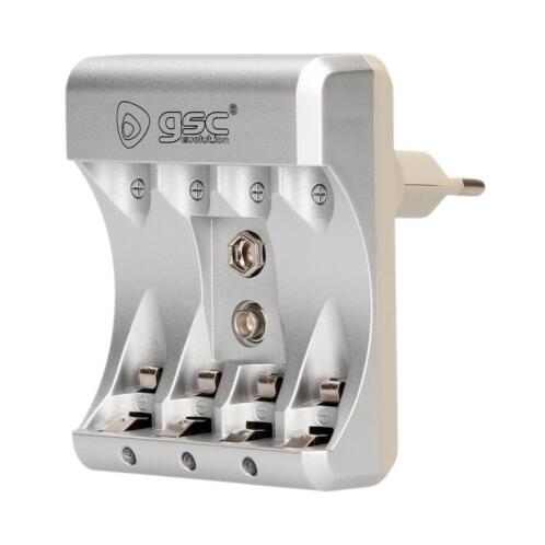 GSC  Φορτιστής Μπαταριών για έως 4 Μπαταρίες ΑΑ/ΑΑΑ & 1x9V Ασημί