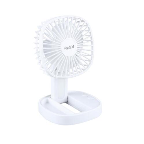 Niaros Επιτραπέζιος Ανεμιστήρας Αναδιπλούμενος Επαναφορτιζόμενος Φορητός Coober USB 3W με Φωτισμό Λευκό