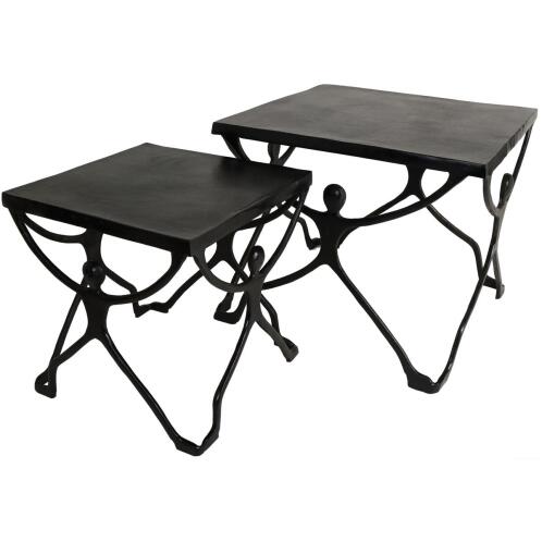 ArteLibre Τραπεζάκι Άνθρωποι Αλουμίνιο 58x58x49cm Σετ 2Τμχ Μαύρο