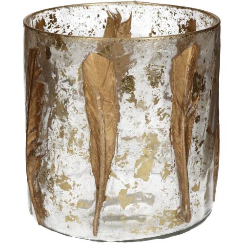 ARTELIBRE Κηροπήγιο Φτερά Χρυσό Γυαλί 15x15x15cm