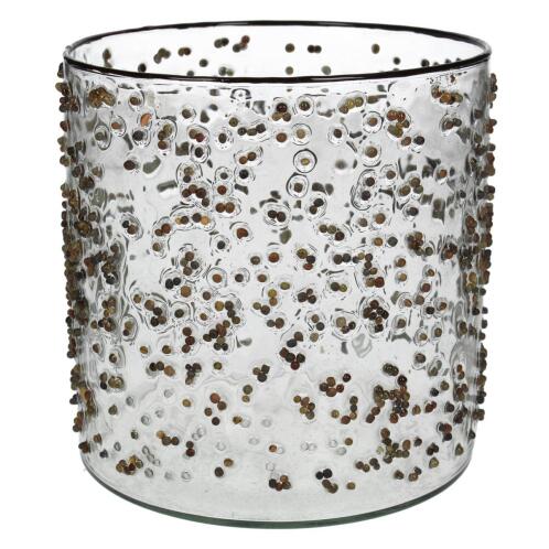 ArteLibre Κηροπήγιο Φύλλα Τσαγιού Γυαλί 15x15x15cm Καφέ